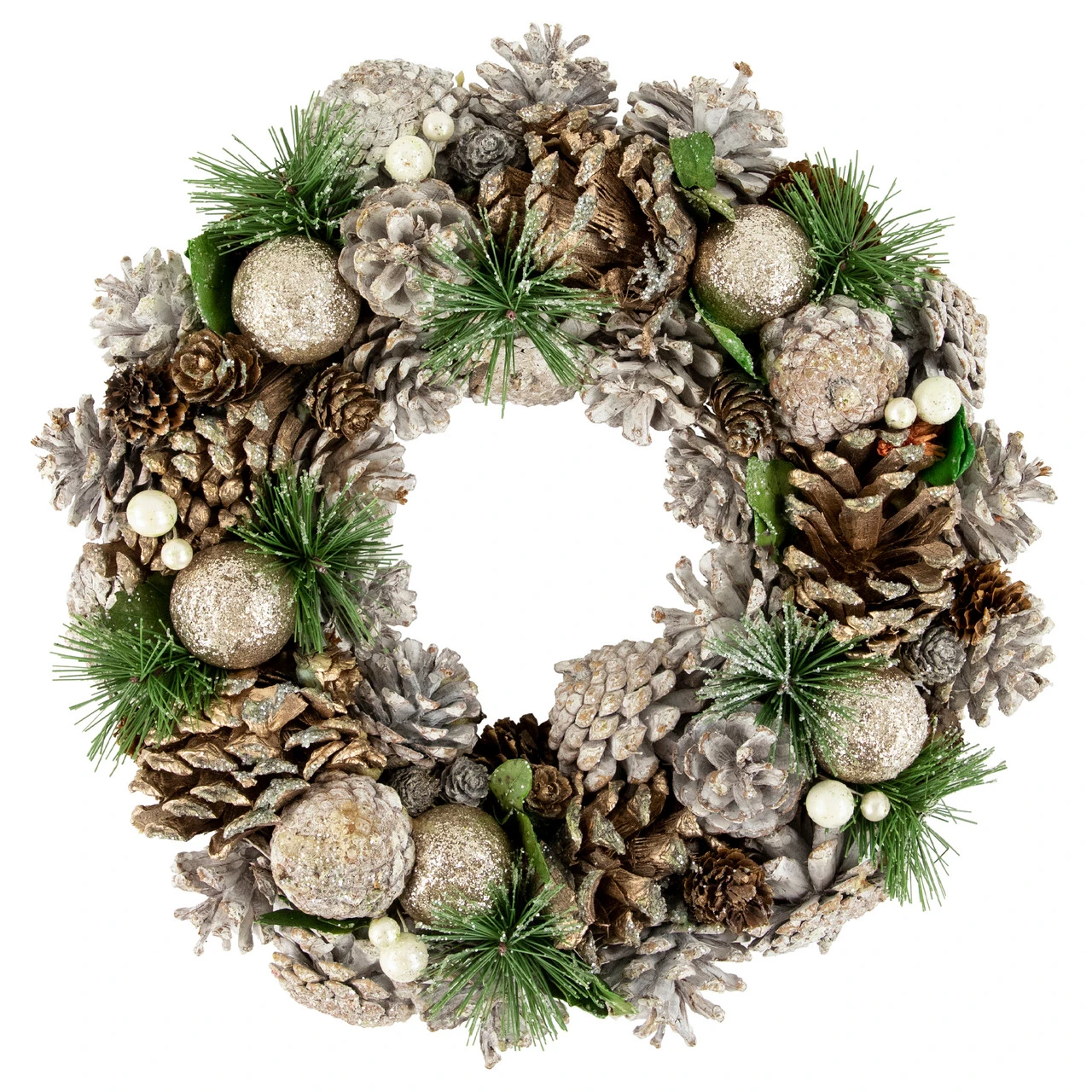 Green Pine Needle And Pinecone Artificial Christmas Wreath, 13.5-Inch, Unlit 1 Green Pine Needle And Pinecone Artificial Christmas Wreath, 13.5-Inch, Unlit