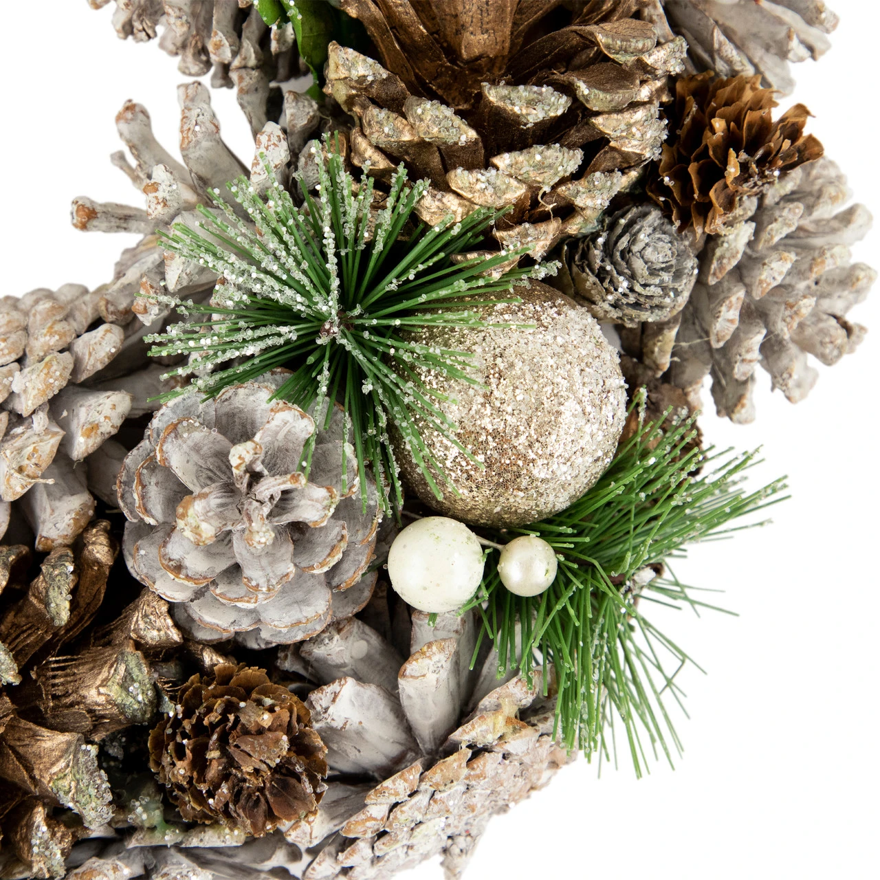 Green Pine Needle And Pinecone Artificial Christmas Wreath, 13.5-Inch, Unlit 3 Green Pine Needle And Pinecone Artificial Christmas Wreath, 13.5-Inch, Unlit - Image 3