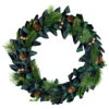 Blue And Green Plaid Bow Artificial Pine Christmas Wreath, 17.75-Inch, Unlit