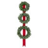 Set Of 3 Pre-Lit B/O Flocked Wreaths On Red Ribbon Christmas Decoration, 6.5'