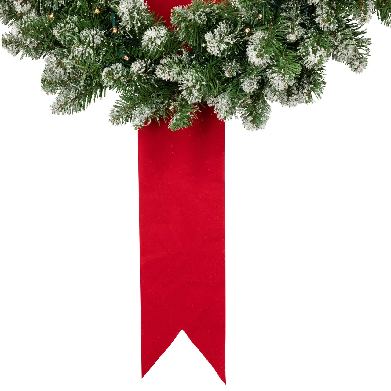 Set Of 3 Pre-Lit B/O Flocked Wreaths On Red Ribbon Christmas Decoration, 6.5' 2 Set Of 3 Pre-Lit B/O Flocked Wreaths On Red Ribbon Christmas Decoration, 6.5' - Image 2