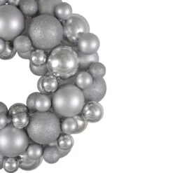 Silver Splendor 3-Finish Shatterproof Ball Christmas Wreath, 13-Inch -Best Christmas Store northlight sm91050 1 84508.1667642978