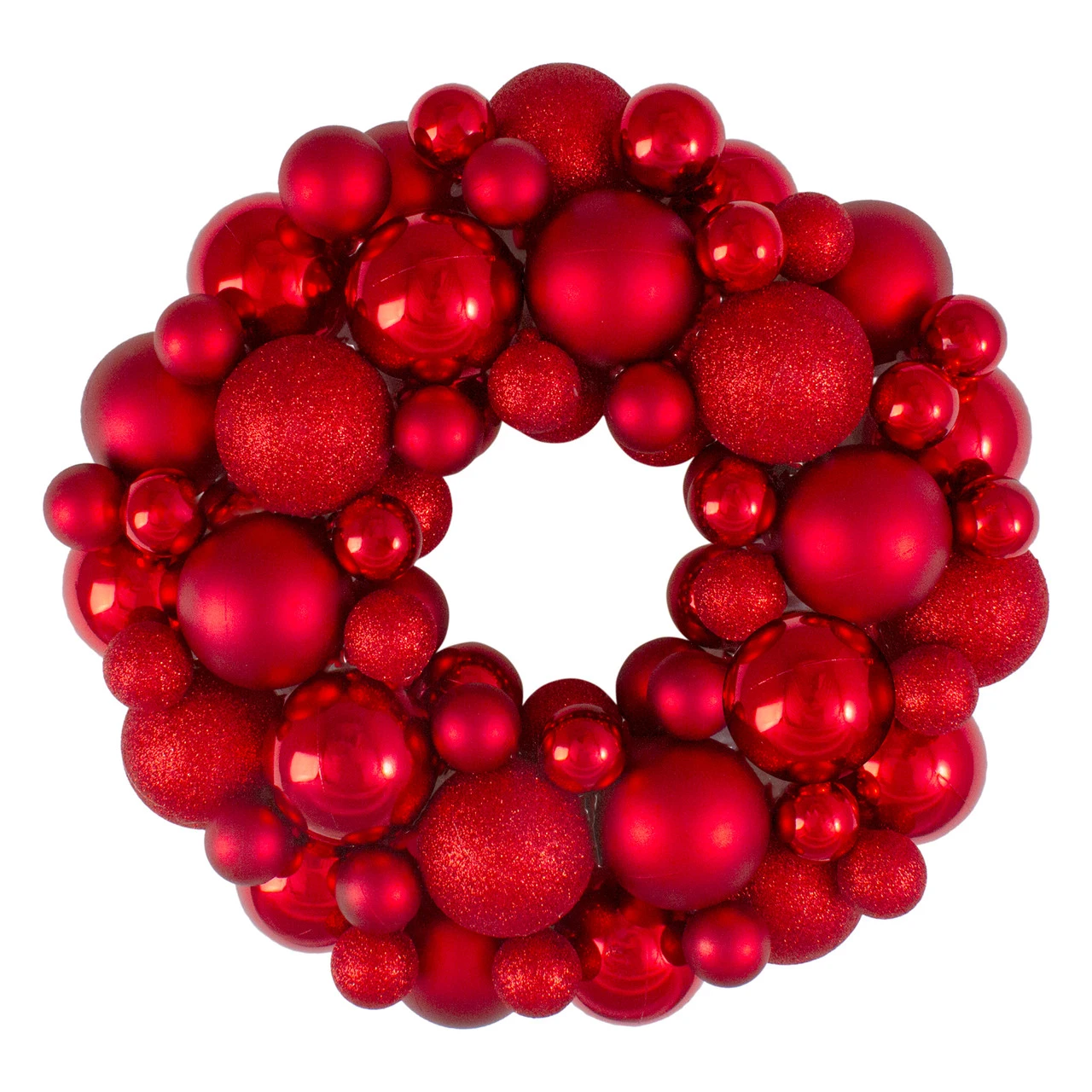 Red Hot 3-Finish Shatterproof Ball Christmas Wreath - 13-Inch, Unlit 1 Red Hot 3-Finish Shatterproof Ball Christmas Wreath - 13-Inch, Unlit