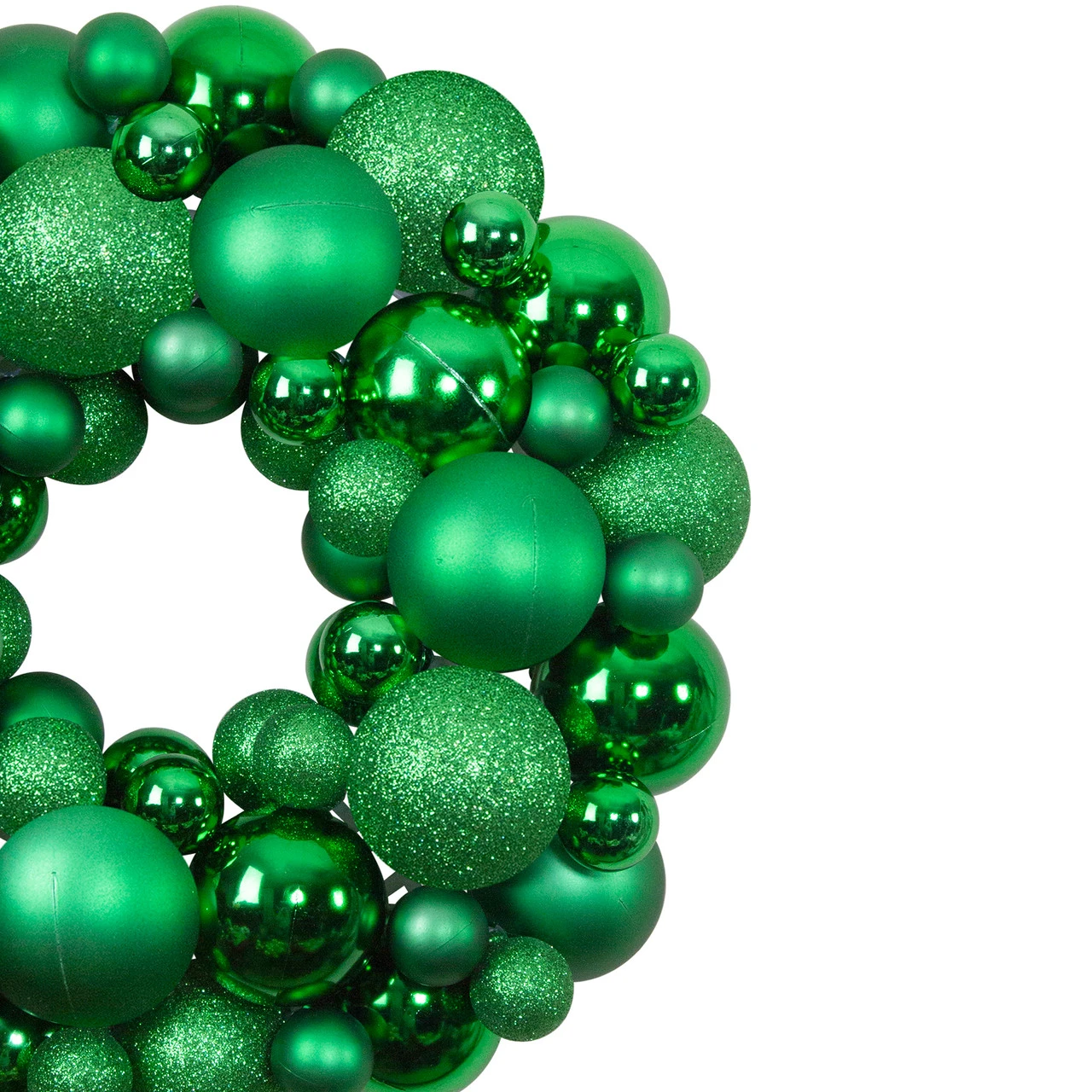 Green 3-Finish Shatterproof Ball Christmas Wreath - 13-Inch, Unlit 3 Green 3-Finish Shatterproof Ball Christmas Wreath - 13-Inch, Unlit - Image 3