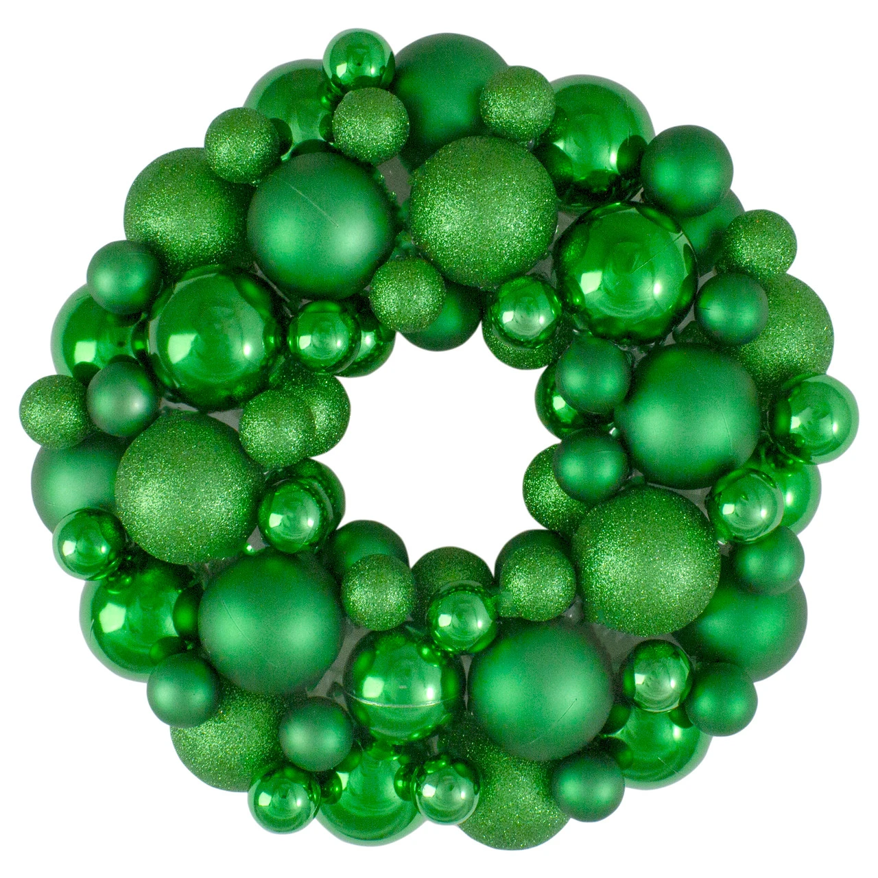 Green 3-Finish Shatterproof Ball Christmas Wreath - 13-Inch, Unlit 1 Green 3-Finish Shatterproof Ball Christmas Wreath - 13-Inch, Unlit