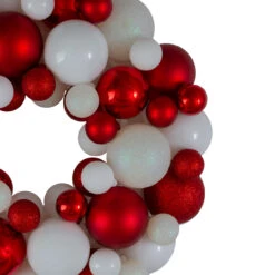 Red And White 3-Finish Shatterproof Ball Christmas Wreath, 13-Inch -Best Christmas Store northlight sm91054 1updated 20114.1667569264