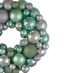 Silver And Seafoam Green 3-Finish Shatterproof Ball Christmas Wreath, 13-Inch -Best Christmas Store northlight sm91055 1updated 47778.1667578480