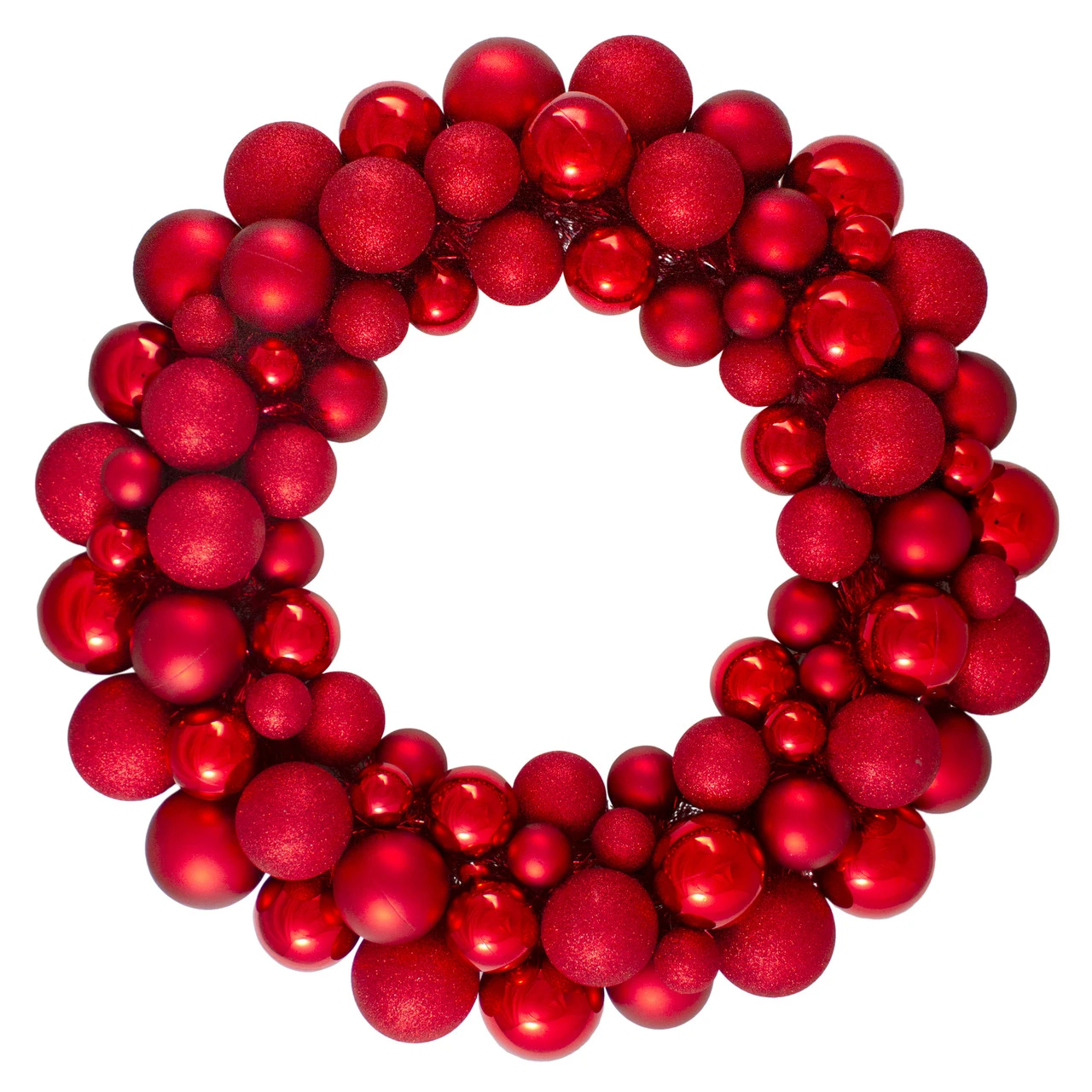 Red 3-Finish Shatterproof Ball Christmas Wreath, 36-Inch, Unlit 1 Red 3-Finish Shatterproof Ball Christmas Wreath, 36-Inch, Unlit