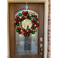 Traditional Colors 2-Finish Shatterproof Ball Christmas Wreath, 24-Inch -Best Christmas Store northlight sm91059 cxpic 45966.1677518924