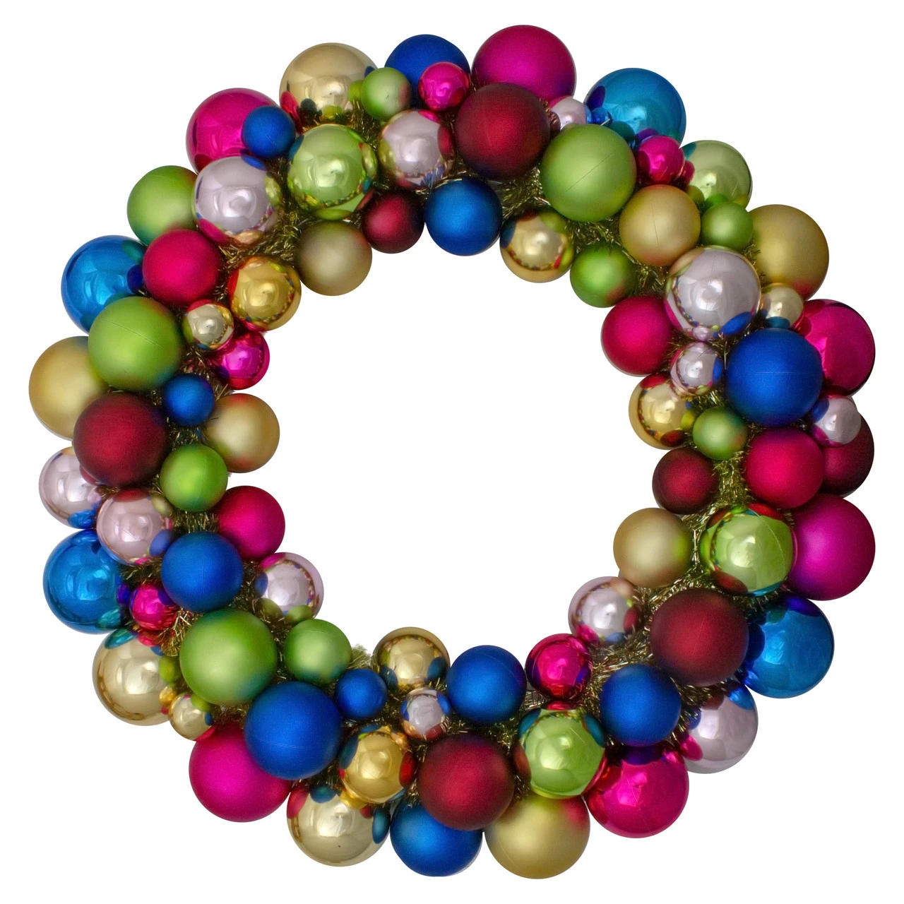 Multi-Color 2-Finish Shatterproof Ball Christmas Wreath, 24-Inch 1 Multi-Color 2-Finish Shatterproof Ball Christmas Wreath, 24-Inch
