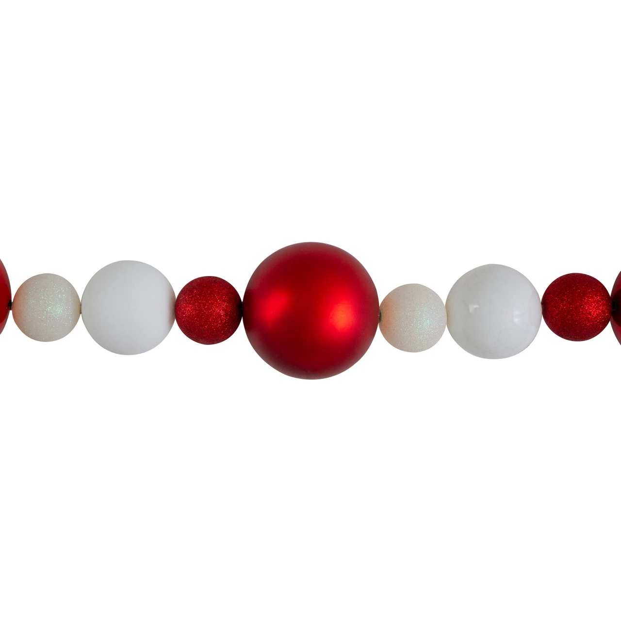 6' Shatterproof Ball 3-Finish Red And White Christmas Garland 3 6' Shatterproof Ball 3-Finish Red And White Christmas Garland - Image 3