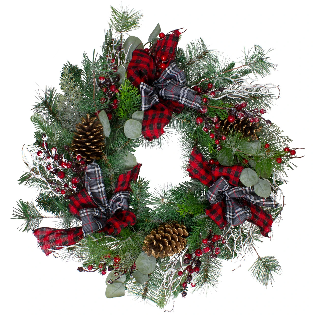 Dual Plaid And Berries Artificial Christmas Wreath - 24-Inch, Unlit 1 Dual Plaid And Berries Artificial Christmas Wreath - 24-Inch, Unlit