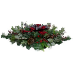 36" Dual Plaid Bows And Red Berries Artificial Christmas Swag - Unlit -Best Christmas Store northlight sm91190 1 54419.1667530443