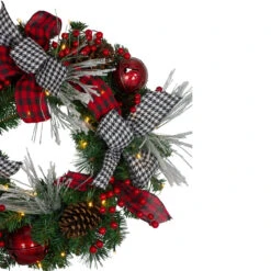 Pre-Lit Decorated Plaid And Houndstooth Artificial Christmas Wreath - 24-Inch, Warm White Lights 7 Pre-Lit Decorated Plaid And Houndstooth Artificial Christmas Wreath - 24-Inch, Warm White Lights -Best Christmas Store northlight sm91194 1 35582.1667490311