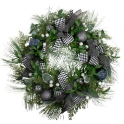 Houndstooth And White Berries Artificial Christmas Wreath - 24-Inch, Unlit