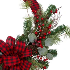 Red And Black Buffalo Plaid And Berry Artificial Christmas Wreath - 24-Inch, Unlit -Best Christmas Store northlight sm91201 1 60907.1667573327