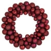 Burgundy 3-Finish Shatterproof Ball Christmas Wreath - 24", Unlit
