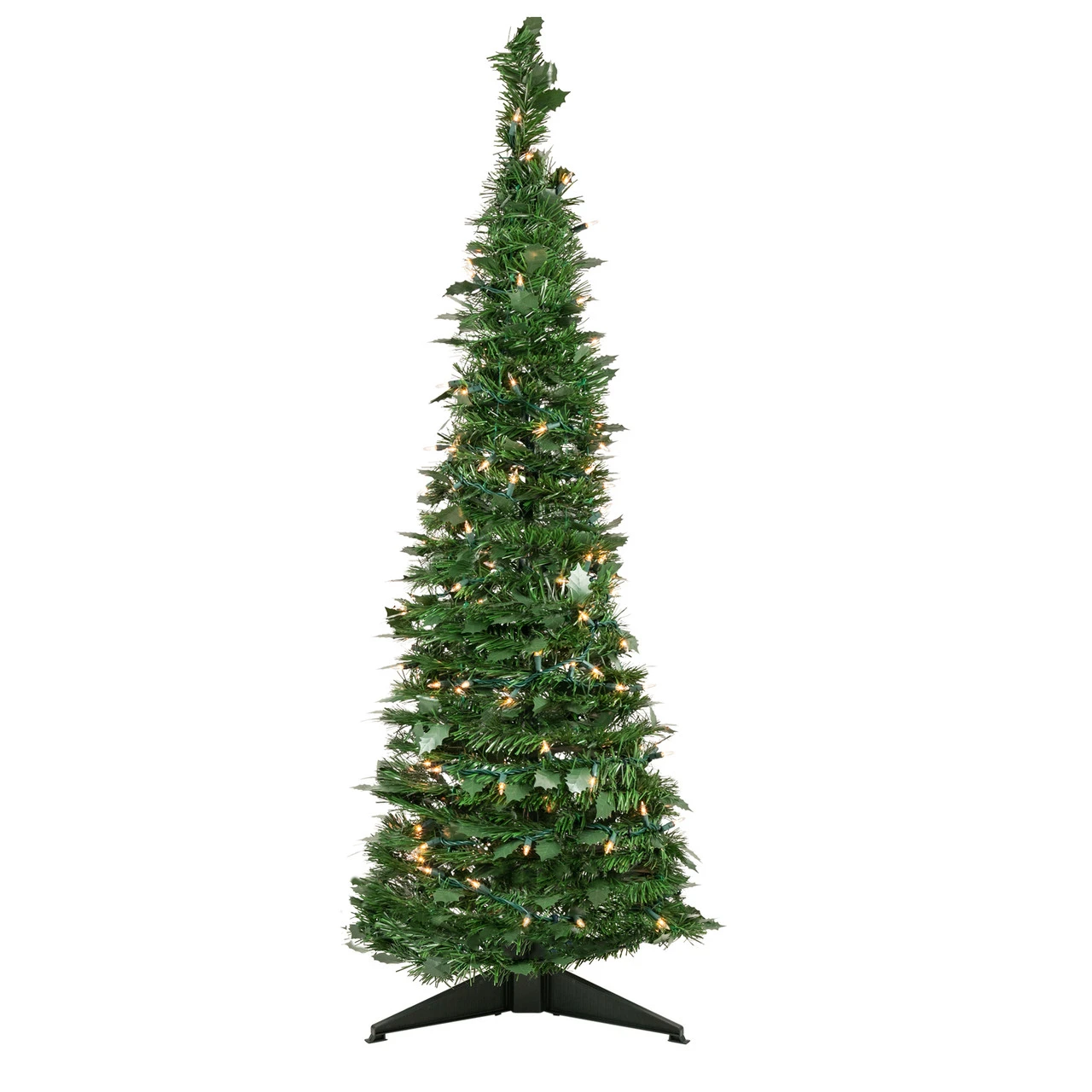 4' Pre-Lit Green Tinsel Pop-Up Artificial Christmas Tree, Clear Lights 1 4' Pre-Lit Green Tinsel Pop-Up Artificial Christmas Tree, Clear Lights