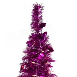 4' Pre-Lit Pink Tinsel Pop-Up Artificial Christmas Tree, Clear Lights -Best Christmas Store northlight sm92150 3 17801.1667535848