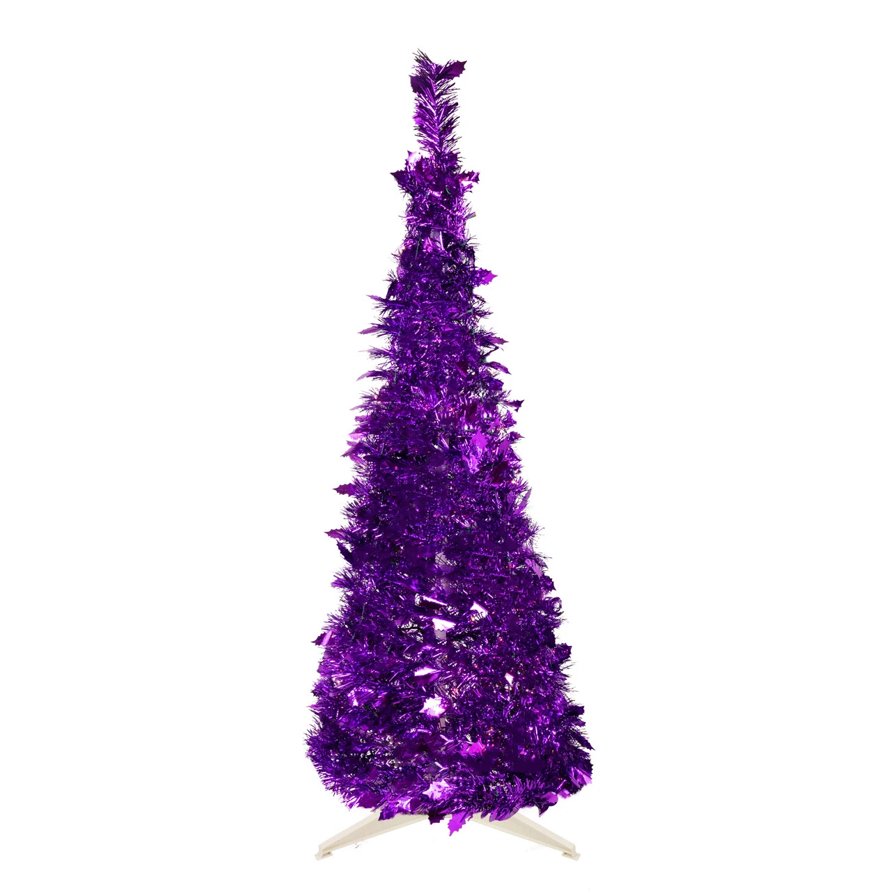 4' Purple Tinsel Pop-Up Artificial Christmas Tree, Unlit 1 4' Purple Tinsel Pop-Up Artificial Christmas Tree, Unlit