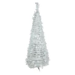 4' White Tinsel Pop-Up Artificial Christmas Tree, Unlit