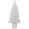 3.5' Pre-Lit Potted Flocked Winter Pine White Tinsel Artificial Christmas Tree, Clear Lights
