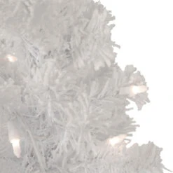 3.5' Pre-Lit Potted Flocked Winter Pine White Tinsel Artificial Christmas Tree, Clear Lights -Best Christmas Store northlight sm92900 4 47708.1667535805
