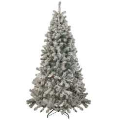 6.5' Pre-Lit Flocked Madison Pine Medium Artificial Christmas Tree, Clear Lights