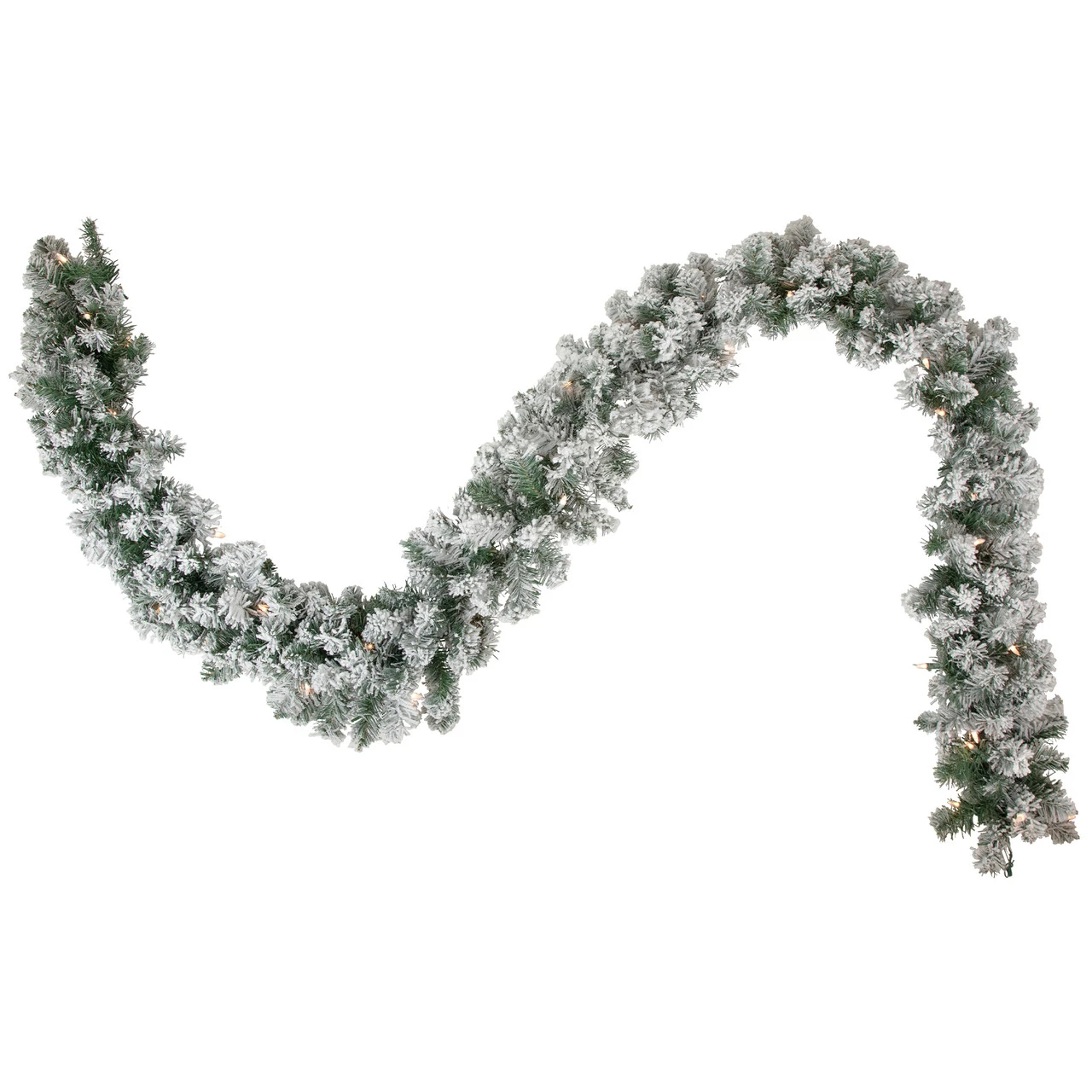 9' X 10" Pre-lit Flocked Madison Pine Artificial Christmas Garland, Clear Lights 1 9' X 10" Pre-lit Flocked Madison Pine Artificial Christmas Garland, Clear Lights