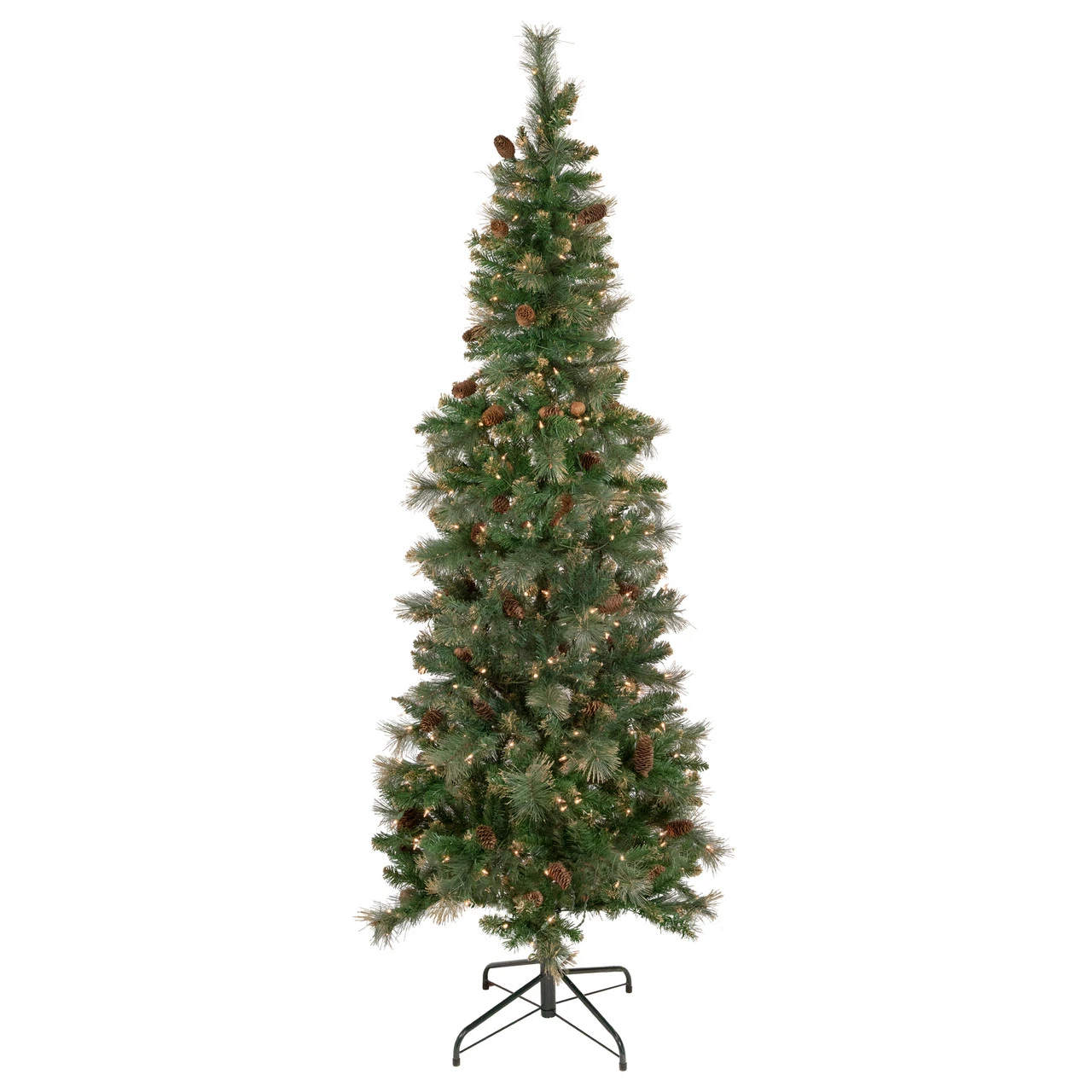 7' Pre-Lit Yorkshire Pine Pencil Artificial Christmas Tree, Clear Lights 1 7' Pre-Lit Yorkshire Pine Pencil Artificial Christmas Tree, Clear Lights