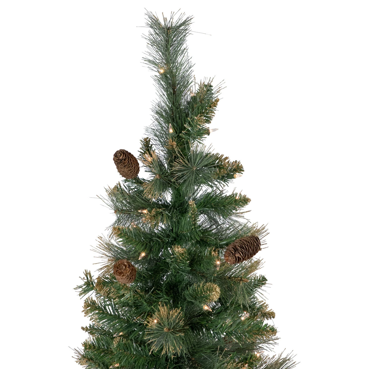 7' Pre-Lit Yorkshire Pine Pencil Artificial Christmas Tree, Clear Lights 5 7' Pre-Lit Yorkshire Pine Pencil Artificial Christmas Tree, Clear Lights - Image 5