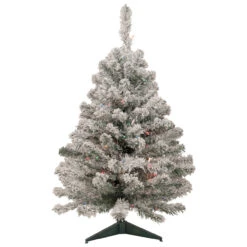 3' Pre-Lit Medium Heavily Flocked Madison Pine Artificial Christmas Tree, Multi Lights