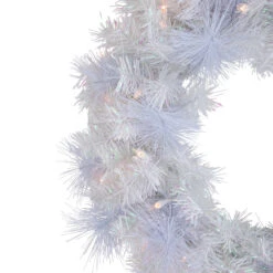 Pre-Lit Vermont White Pine Artificial Christmas Wreath, 24-Inch, Clear Lights -Best Christmas Store northlight sm92935 2 94259.1671629820