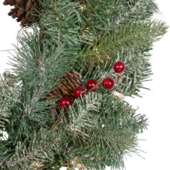 Pre-Lit Snowy Waterloo Pine Artificial Christmas Wreath - 24-Inch, Clear Lights -Best Christmas Store northlight sm92999 updated 3 47309.1667530149