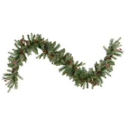 9' X 12 Pre-Lit Snowy Waterloo Pine Artificial Christmas Garland - Clear Lights
