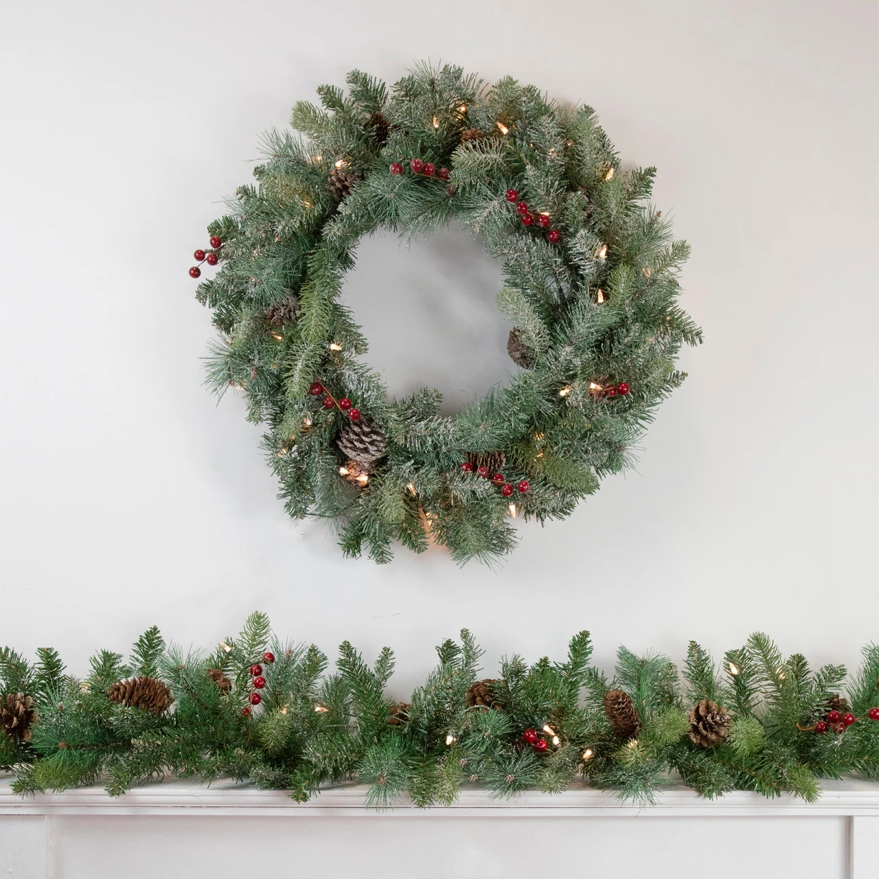 9' X 12 Pre-Lit Snowy Waterloo Pine Artificial Christmas Garland - Clear Lights 2 9' X 12 Pre-Lit Snowy Waterloo Pine Artificial Christmas Garland - Clear Lights - Image 2
