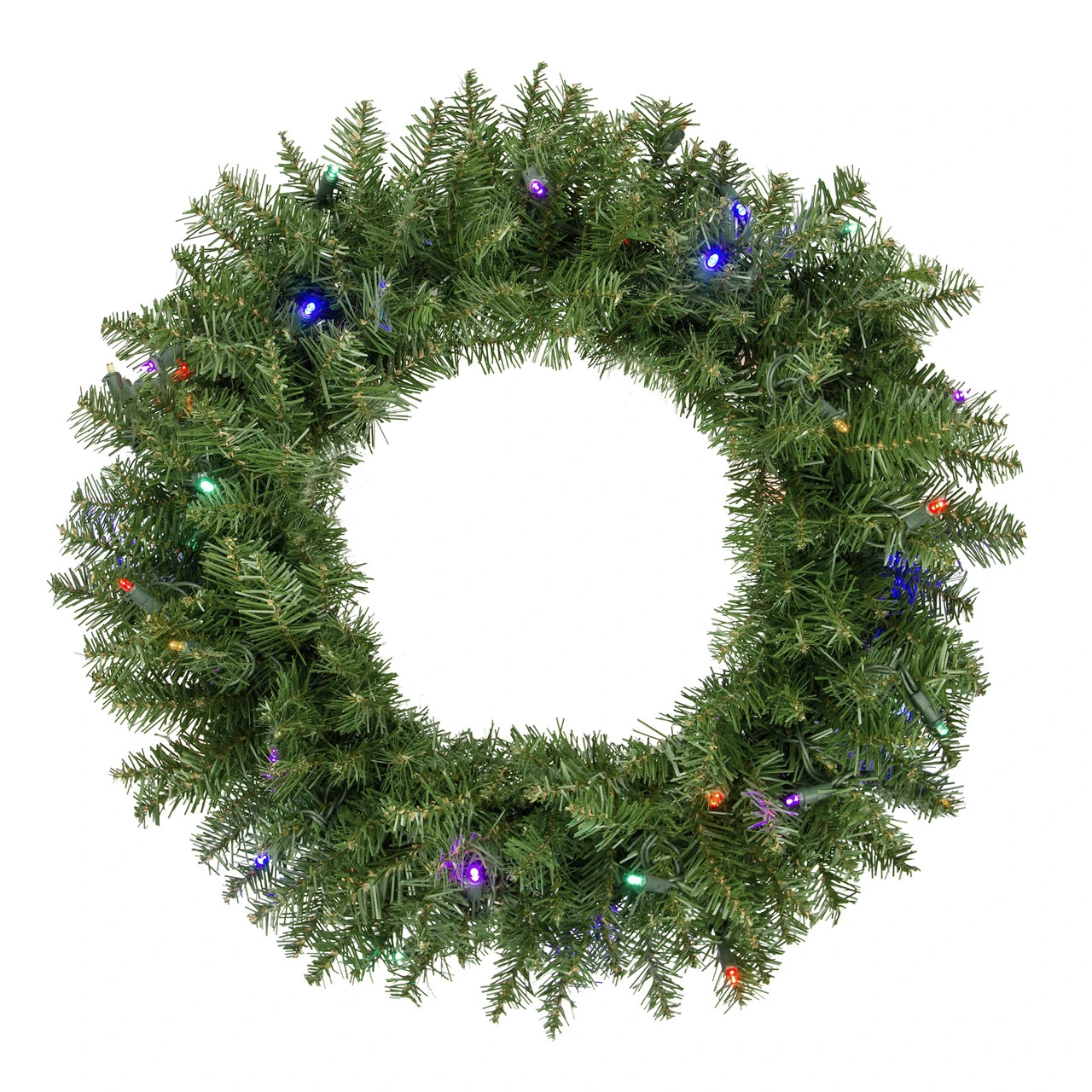 Pre-Lit Rockwood Pine Artificial Christmas Wreath, 24-Inch, Multi LED Lights 1 Pre-Lit Rockwood Pine Artificial Christmas Wreath, 24-Inch, Multi LED Lights