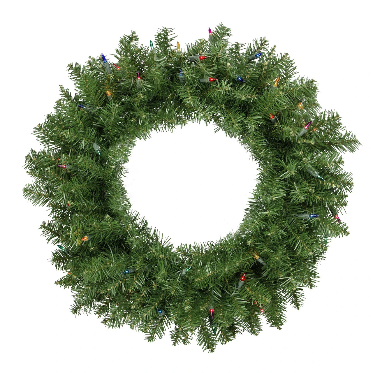 Pre-Lit Rockwood Pine Artificial Christmas Wreath, 24-Inch, Multi Lights 1 Pre-Lit Rockwood Pine Artificial Christmas Wreath, 24-Inch, Multi Lights