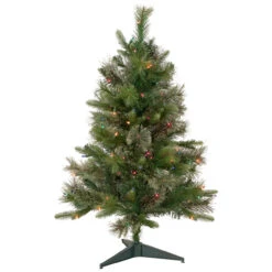 3' Pre-Lit Kingston Cashmere Pine Full Artificial Christmas Tree, Multi Lights