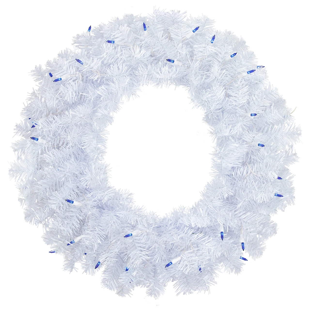 Pre-Lit Woodbury White Pine Artificial Christmas Wreath, 24-Inch, Blue Lights 1 Pre-Lit Woodbury White Pine Artificial Christmas Wreath, 24-Inch, Blue Lights