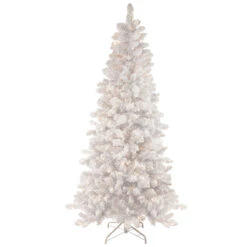 6.5' Pre-Lit Medium Flocked Norway Pine Artificial Christmas Tree, Warm White LED Lights