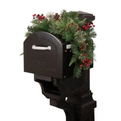 36" Pre-lit Decorated Pine Cone And Berries Artificial Christmas Mailbox Swag