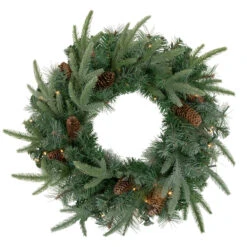 24" Pre-Lit Artificial Mixed Pine And Pine Cone Christmas Wreath