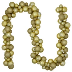 6' Shatterproof Ball Vegas Gold 3-Finish Christmas Garland
