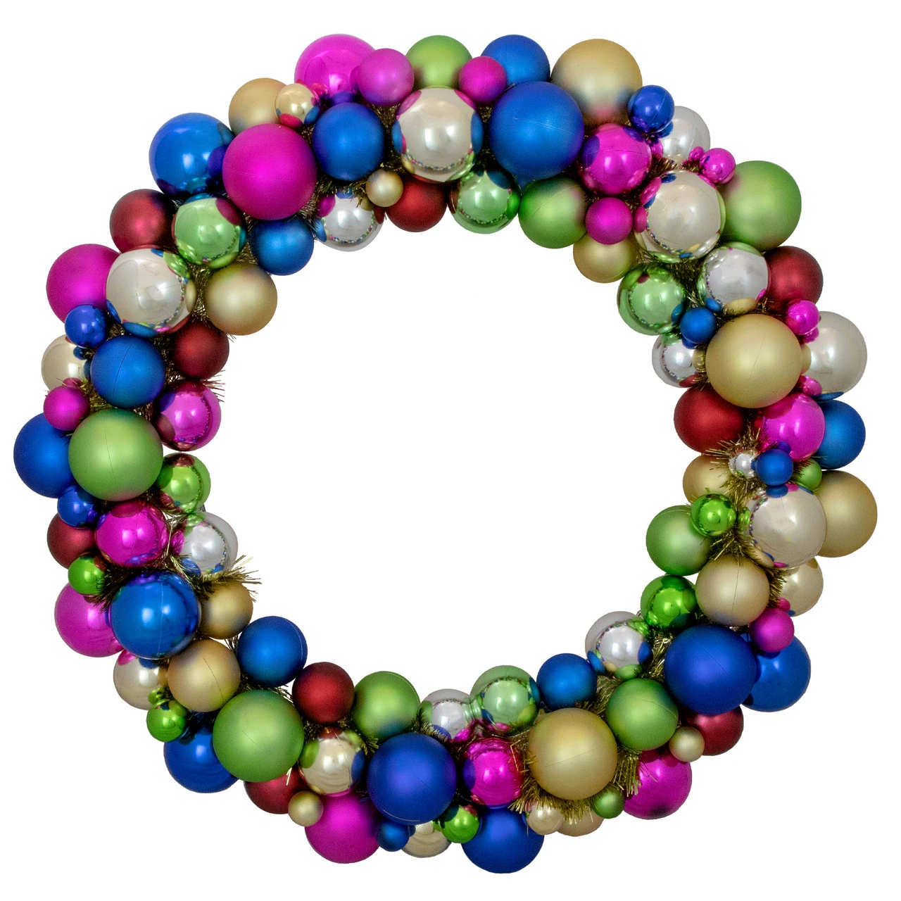 Multi-Color 2-Finish Shatterproof Ball Christmas Wreath, 36-Inch 1 Multi-Color 2-Finish Shatterproof Ball Christmas Wreath, 36-Inch