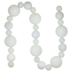 6' White Shatterproof Ball 3-Finish Christmas Garland