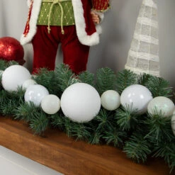 6' White Shatterproof Ball 3-Finish Christmas Garland -Best Christmas Store northlight sm93811 styled 2 02941.1687800826