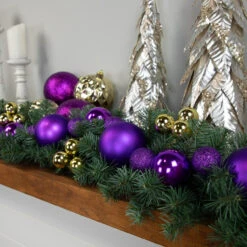 6' Purple Shatterproof Ball 3-Finish Christmas Garland -Best Christmas Store northlight sm93814 styled 2 52557.1687801148