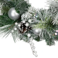 Flocked Pine Artificial Christmas Wreath With Iridescent Ornaments, 24-Inch, Unlit -Best Christmas Store northlight sm94098 3 92653.1680183726
