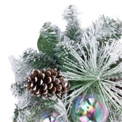 30" Flocked Pine Artificial Christmas Teardrop Swag With Iridescent Ornaments - Unlit -Best Christmas Store northlight sm94101 1new 58514.1680184050